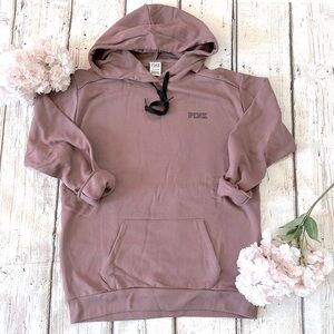Pink Victoria’s Secret Hoodie Womens Muave Drawstring Hooded Sweatshirt